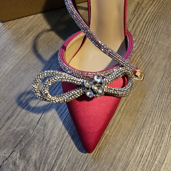 Elisabet Lang Size 7 Barbie Pink and Rhinestone Diamond Strappy Heels - Picture 2 of 9